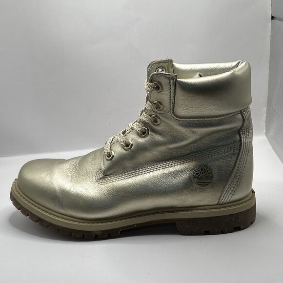 Timberland 6-Inch Premium Waterproof Boots Gold Leather Women’s 7.5M Store Model - Picture 3 of 16